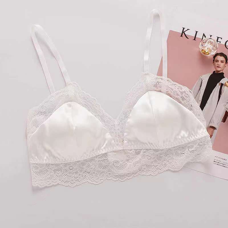 Áo Ngực Lụa Siêu Nhẹ Phối Ren Quyến Rũ Thoải Mái Cho Nữ