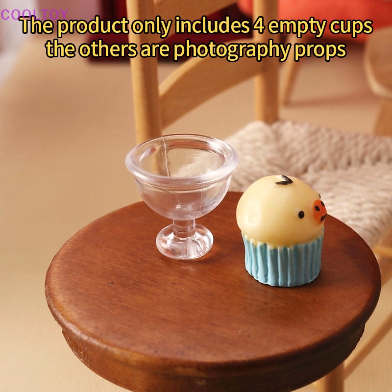 Set 4 Ly Nước Bán Trong Suốt Dùng Để Trang Trí Nhà Búp Bê 1: 12