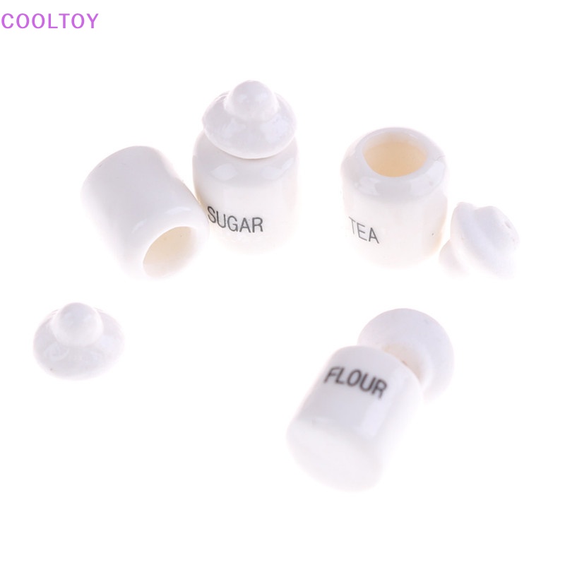 Set 4 Hũ Gốm Sứ Trắng Dễ Thương Trang Trí Nhà Búp Bê 1 / 12
