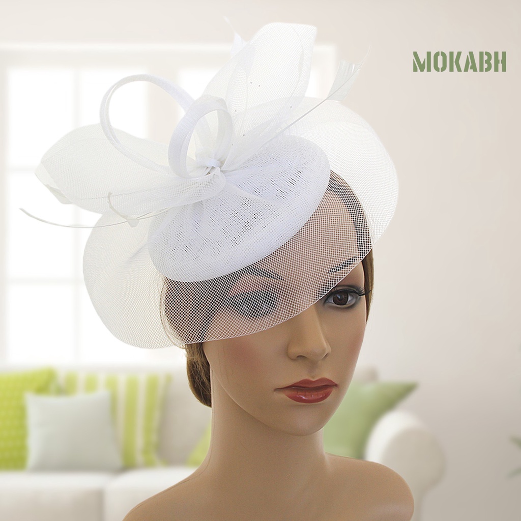 Cài Tóc Lưới Hình Bông Hoa Đính Lông Vũ Đa Năng Phong Cách Vintage Cho Tiệc Trà