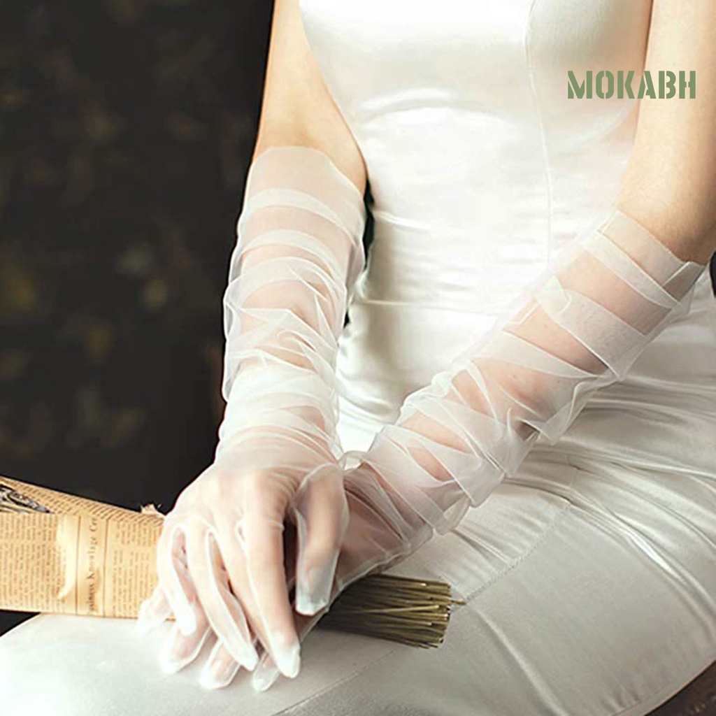 1 Đôi Găng Tay Vải Tuyn Mềm Siêu Mỏng Cao Cấp Chống Trượt Cho Cô Dâu