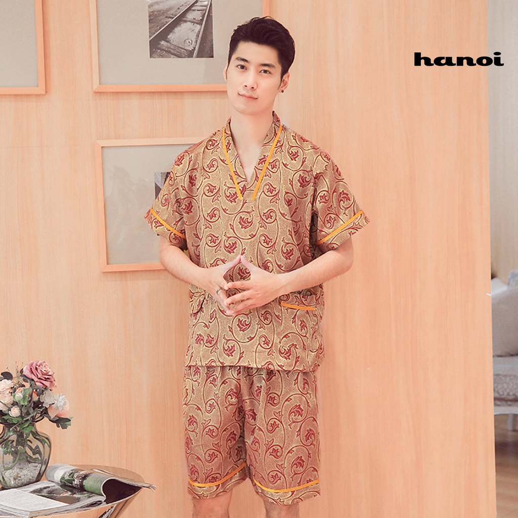 Vòng Đeo Tay Kiểu Dáng Đơn Giản Trẻ Trung♙Bộ Đồ Ngủ Cotton Tay Ngắn Cổ Chữ V In Họa Tiết Hoa Dành Cho Nam Nữ