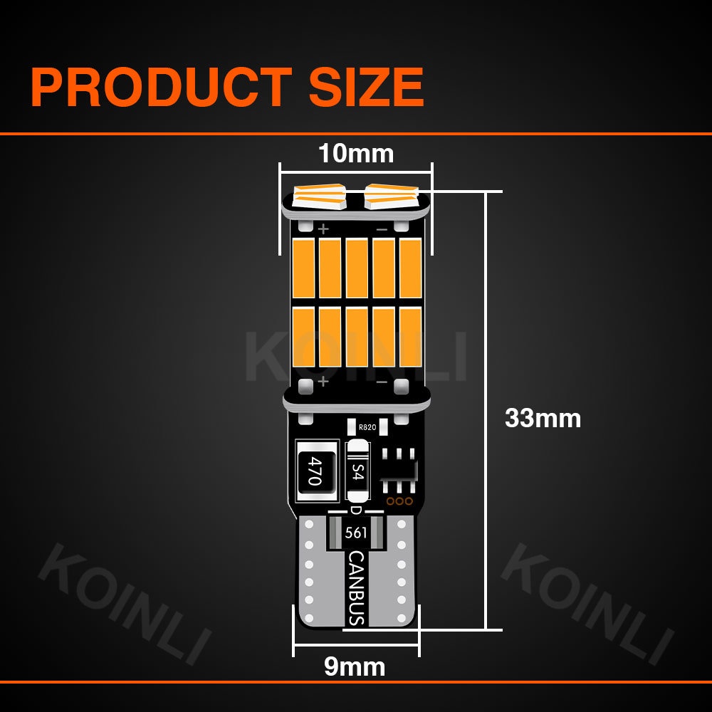Bóng Đèn Led Tín Hiệu Xi Nhan DC12V Koinili T10 Led W5W 194 168 501 WY5W 4014 26SMD Cho Xe Hơi Xe Máy
