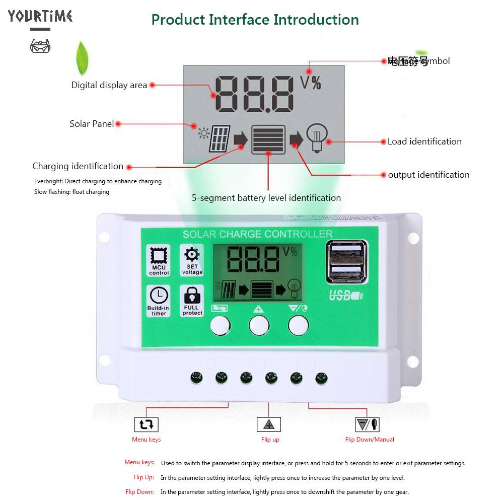 Bộ Điều Khiển Sạc 10A 20A 30A 40A 50A 60A 12V 24V Có Màn Hình LCD