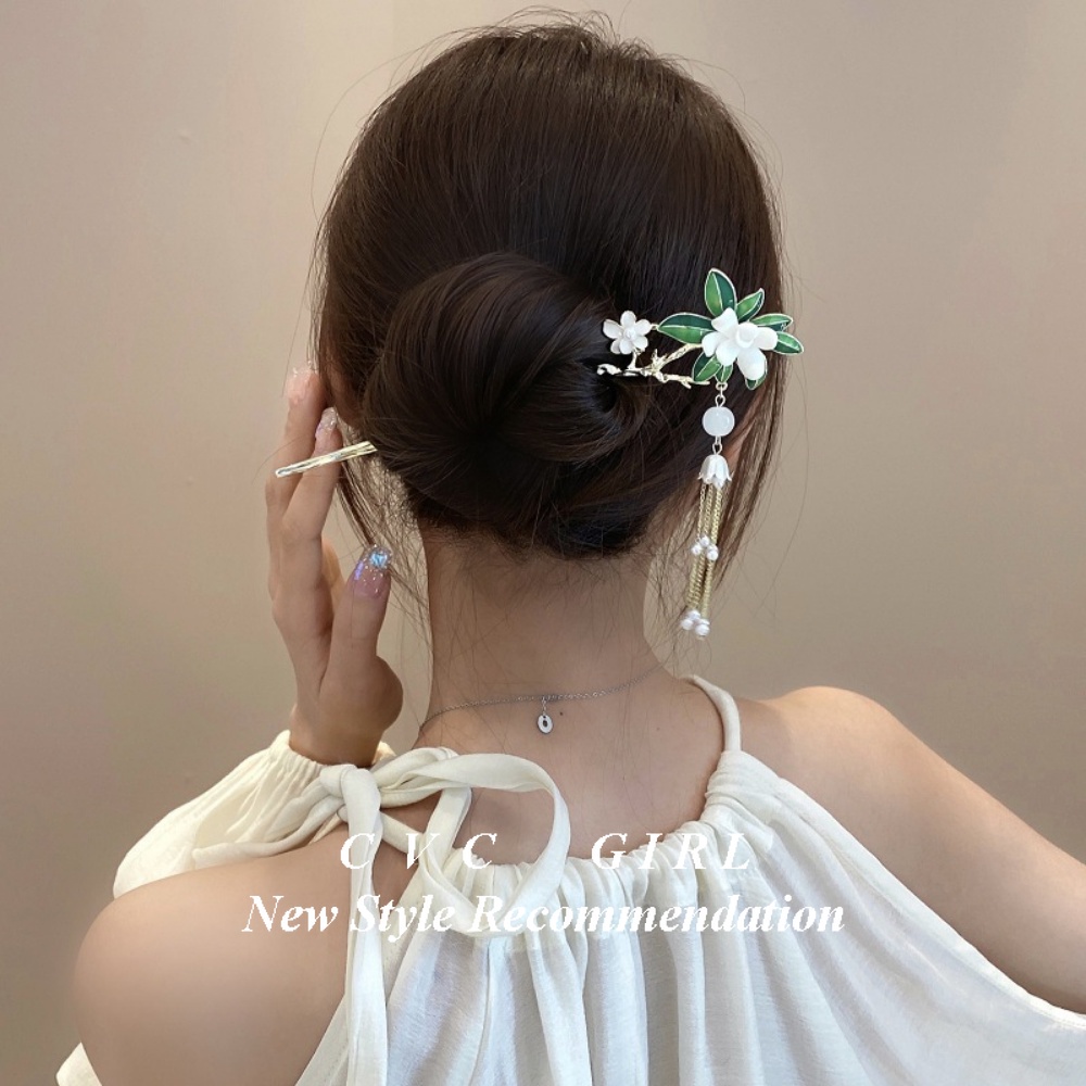 Trâm Cài Tóc Hình Hoa Sen / Mặt Trăng / Hoa Sen Bằng Kính Màu Sắc Thời Trang Phong Cách Trung Hoa