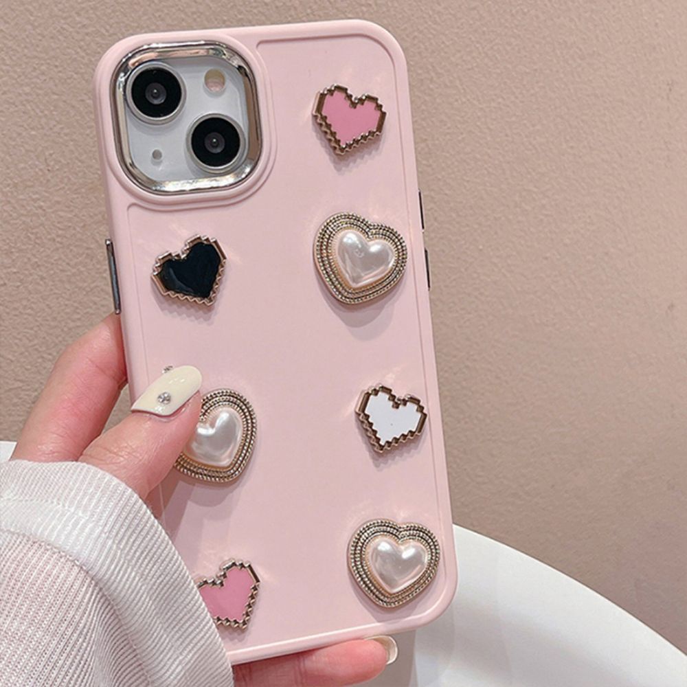 Ốp Điện Thoại TPU Mềm Chống Rơi Họa Tiết Trái Tim 3D Mạ Điện Cho IPhone 11 14 13 12 Pro Max