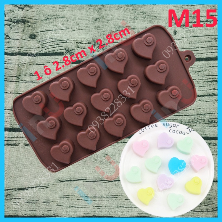 HCM - Khuôn silicon mẫu hình Tim làm socola tặng valentine, đổ rau câu thạch pudding