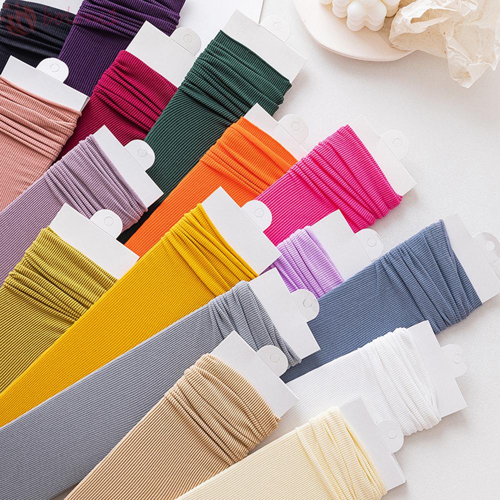 [COD] Vớ Ống Lửng Co Giãn Thoáng Khí Màu Trơn Viền Cuộn Thoải Mái Hợp Thời Trang Cho Nữ