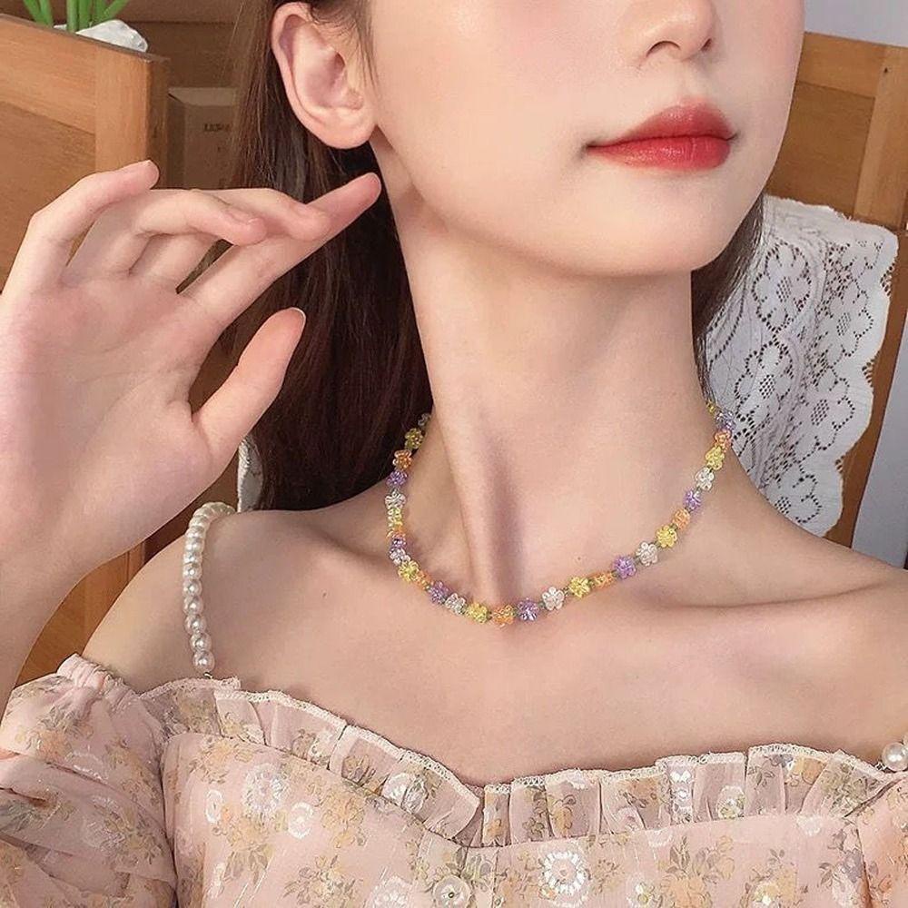 MIQUEL Vòng cổ Y2K Resin Nhiều Màu Sắc Phong Cách Hàn Quốc Ngọt Ngào Thời Trang Cho Nữ