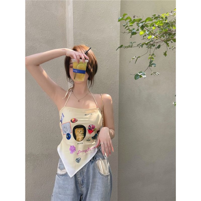 Áo Hai Dây Ôm Ngực Màu Trơn Phong Cách Desire Dễ Thương Cho Nữ