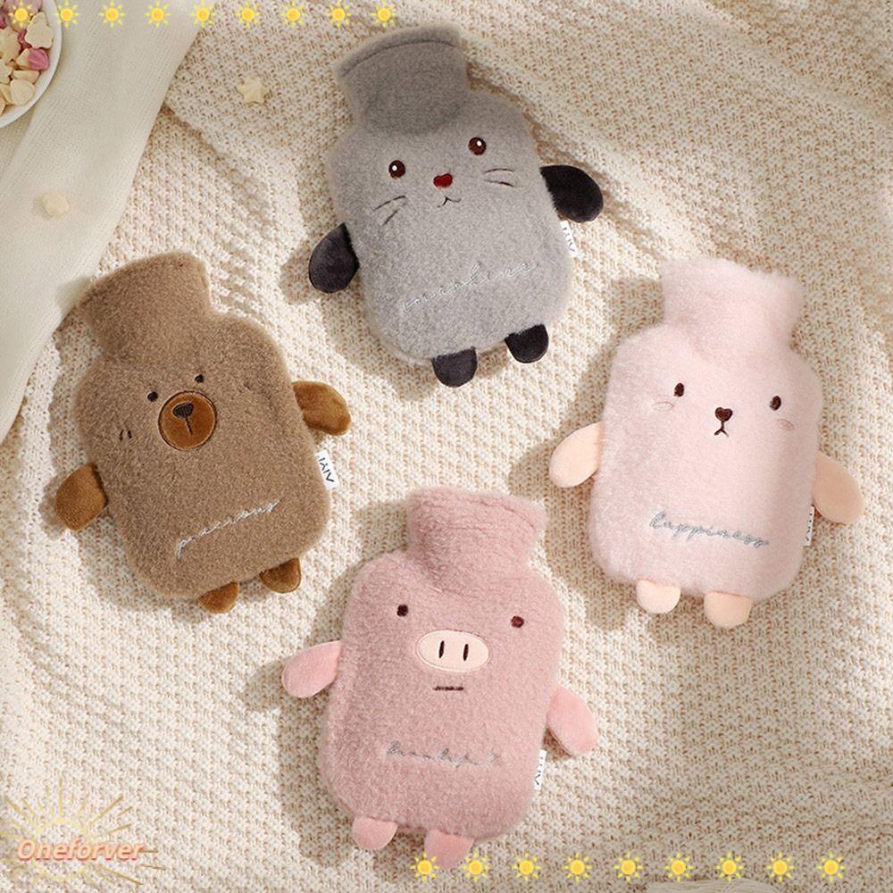 Túi Chườm Nước Nóng 1000ml Bằng Vải Nhung Ấm Áp Họa Tiết Hoạt Hình Có Thể