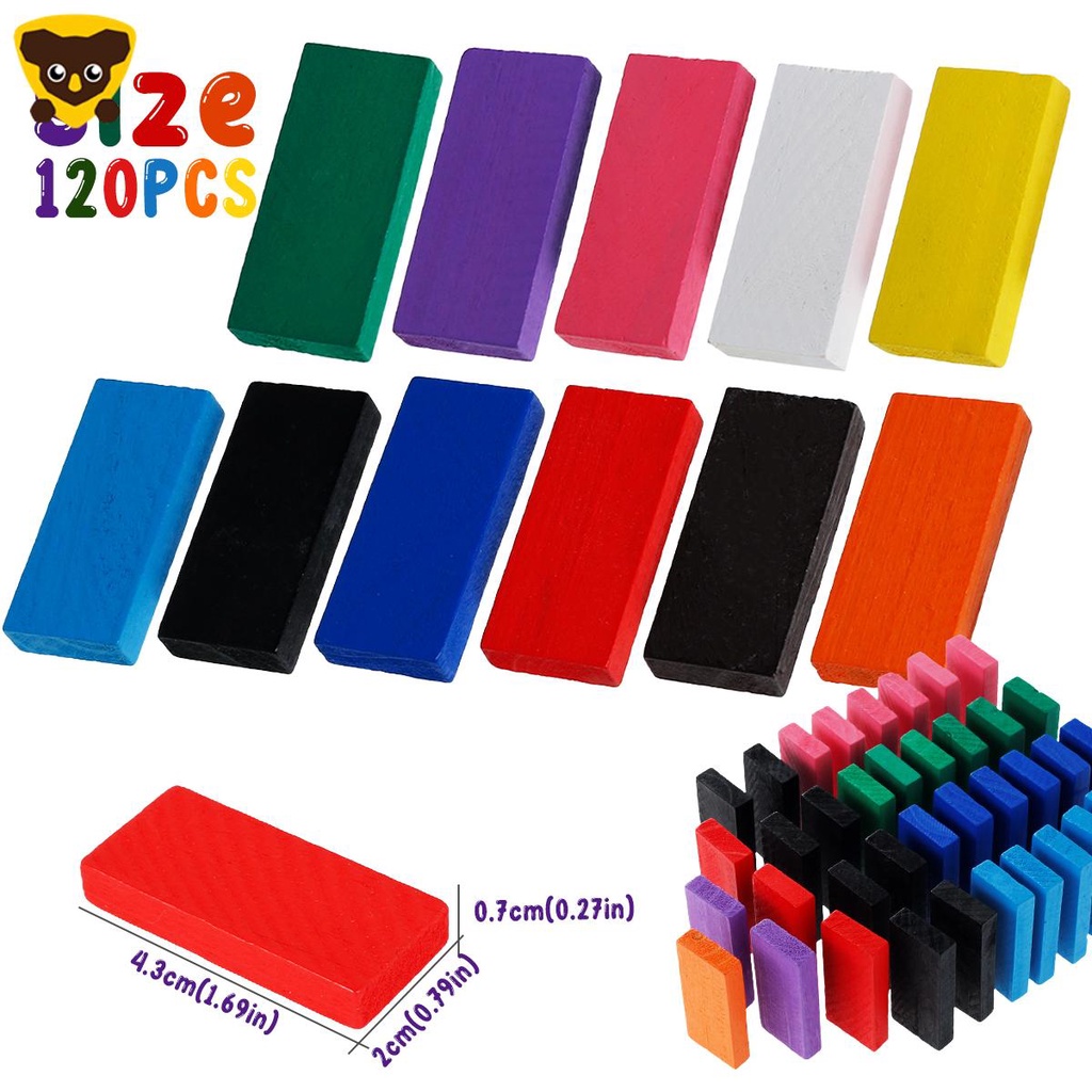 Bộ 120 Quân Bài Domino Bằng Gỗ Nhiều Màu Sắc Montessori SHOPCYC9875