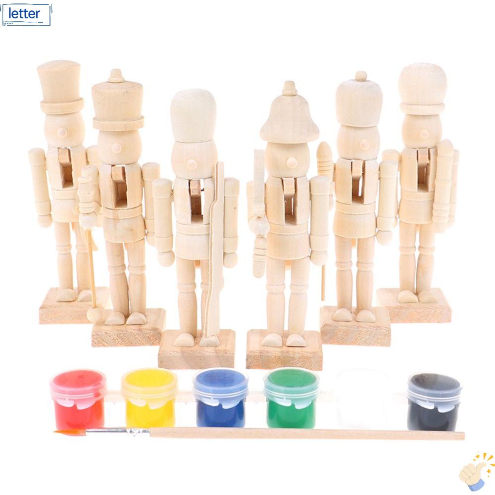 Mô Hình Búp Bê Người Lính Embryo Bằng Gỗ Màu Trắng DIY