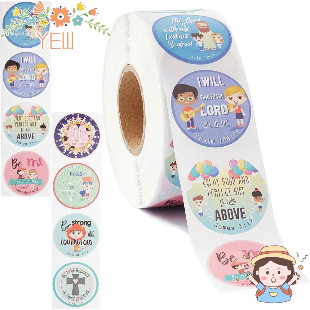 Miếng Dán Hình Tròn 8 Kiểu Thiết Kế Độc Đáo Trang Trí Sách Kinh Thánh Cho Bé