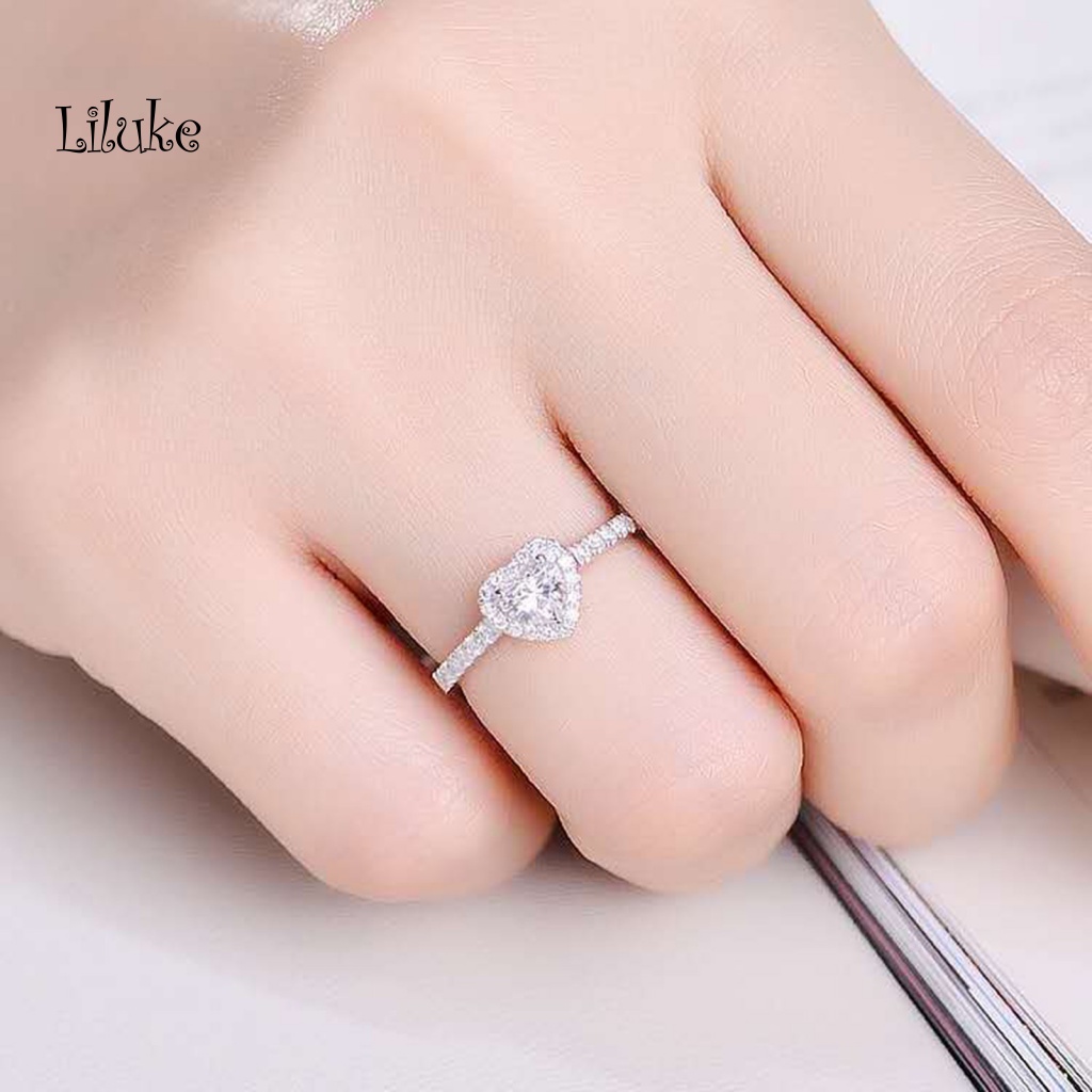 Nhẫn Đính Đá Họa Tiết Trái Tim Thời Trang Sang Trọng Cho Nữ