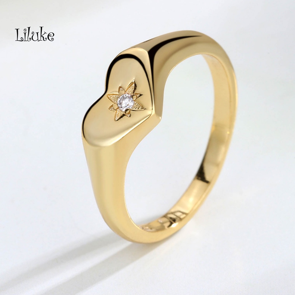 Nhẫn Hợp Kim Trang Trí Hình Trái Tim Đính Đá Xinh Xắn Cho Nữ