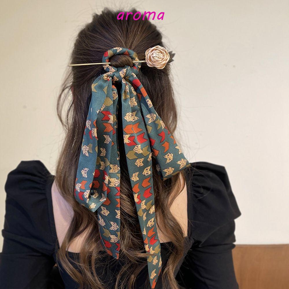 Trâm Cài Tóc Bằng Lụa In Họa Tiết Phong Cách Trung Hoa Cổ Điển Ngọt Ngào