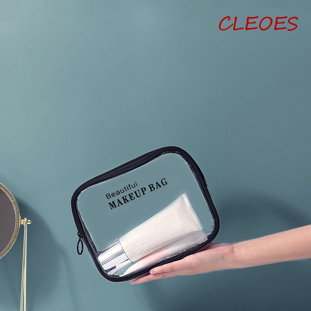 Túi Đựng Mỹ Phẩm CLEOES Bằng PVC Trong Suốt In Chữ Đa Năng Có Khóa Kéo Tiện Dụng Cho Nữ