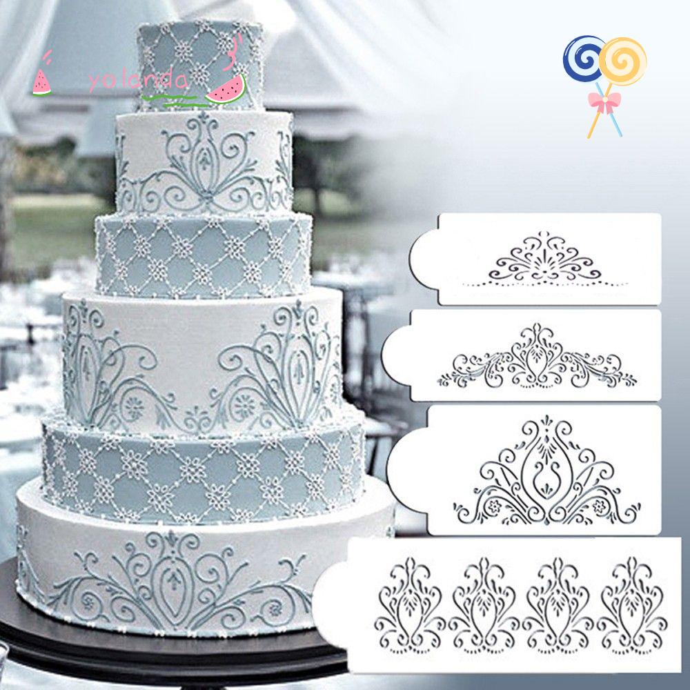 Set 4 Khuôn Trang Trí Viền Bánh Họa Tiết Ren Hoa Cho Nhà Bếp