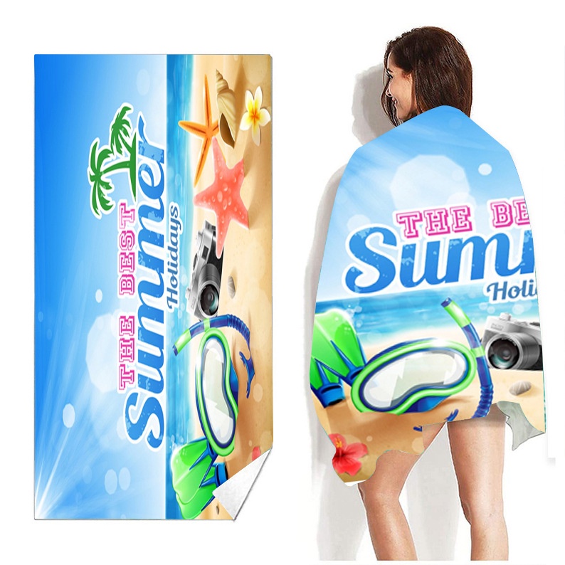 Khăn Đi Biển Hình Vuông Bằng Sợi Micro In Họa Tiết Kỹ Thuật Số Độc Đáo Tiện Dụng