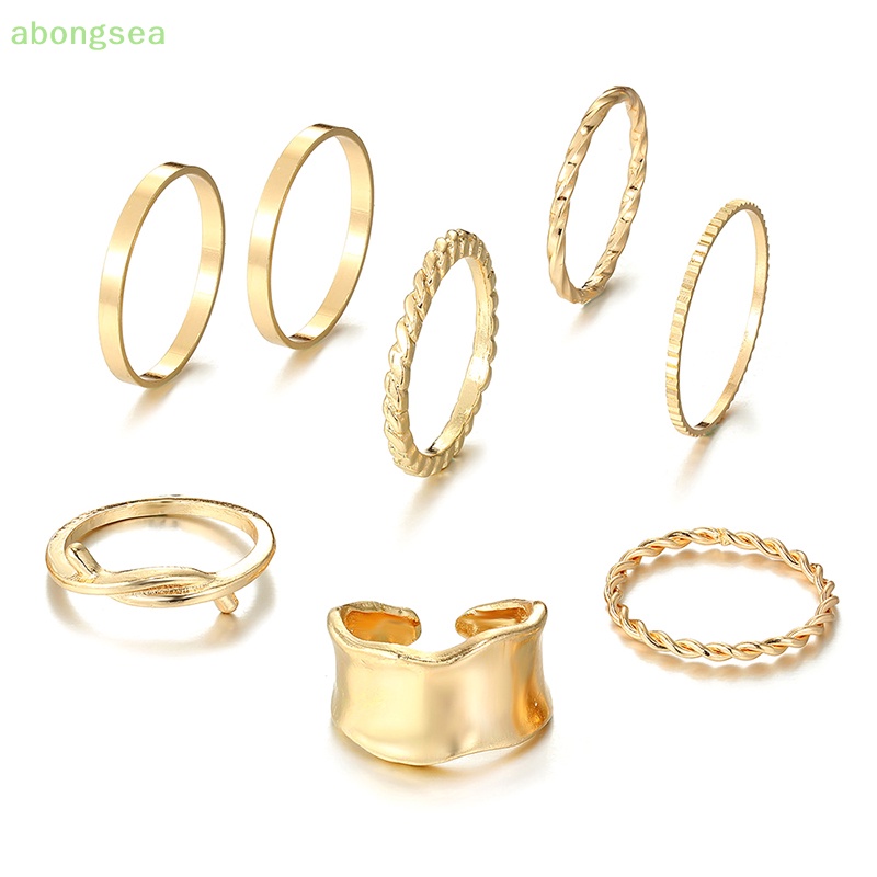 Set 8 Nhẫn Kim Loại Đeo Khớp Ngón Tay Phong Cách Vintage Cho Nữ