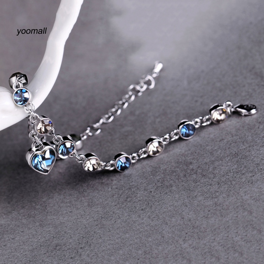 Vòng Tay Chuỗi Xích Đính Đá Zircon Hình Trái Tim Cho Ngày Valentine