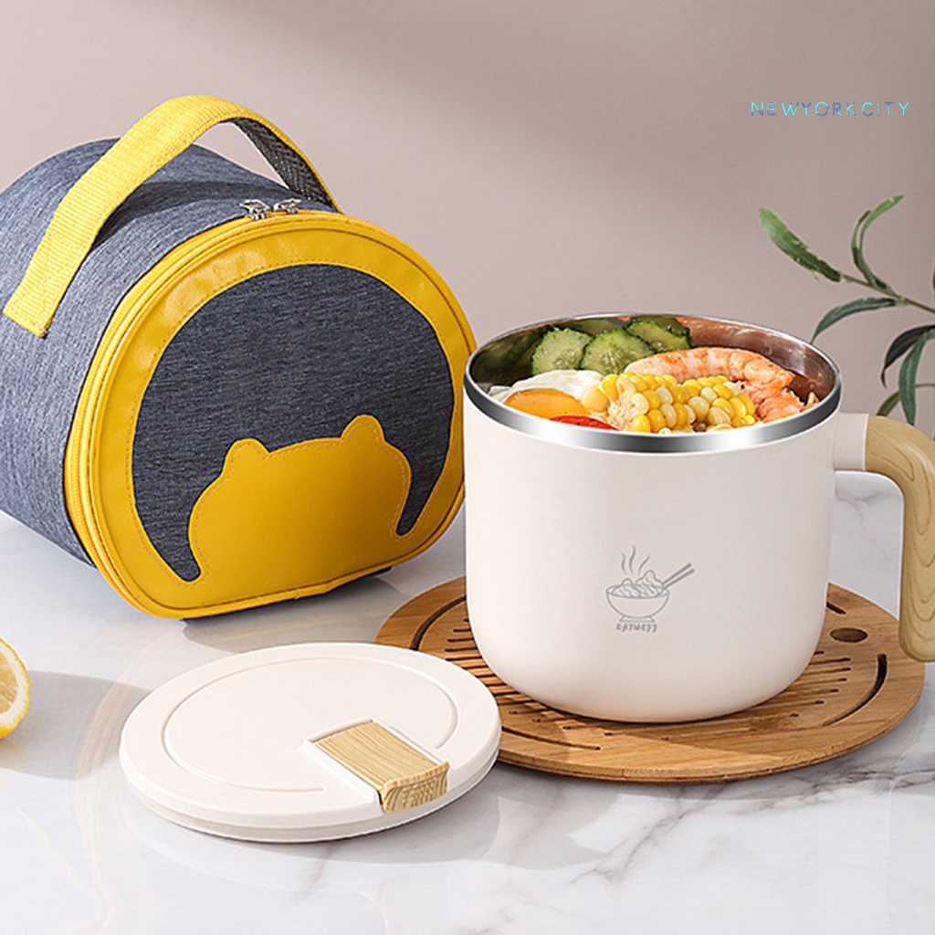 Hộp Đựng Cơm Trưa Dày Dặn Cách Nhiệt Có Nắp Dung Tích Lớn 1.3 / 1.5L Bằng Thép Không Gỉ Tiện Dụng