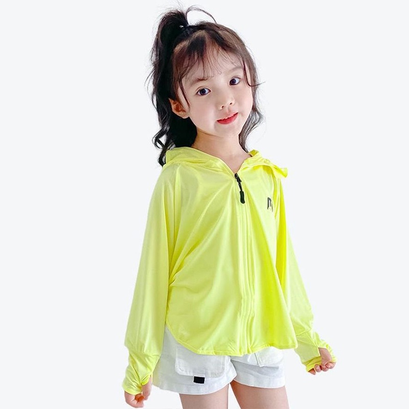 Áo Khoác Chống Nắng Bằng Lụa Lạnh Thoáng Khí Màu Sắc Ngọt Ngào Thời Trang Mùa Hè Cho Bé Gái 1-7 Tuổi