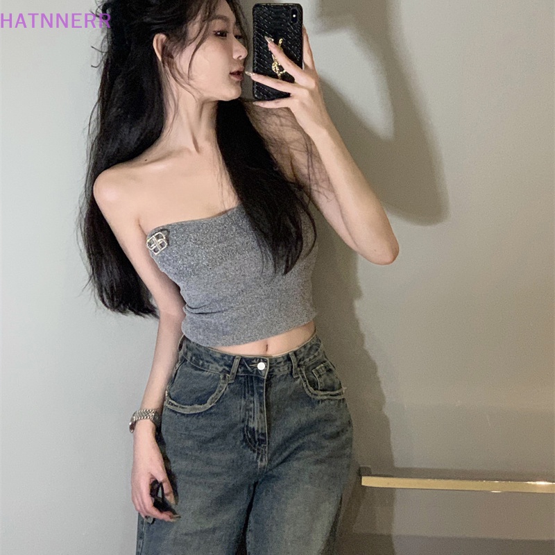 Áo Hai Dây Dệt Kim Màu Trơn Thời Trang Mùa Hè Quyến Rũ Cho Nữ FHS