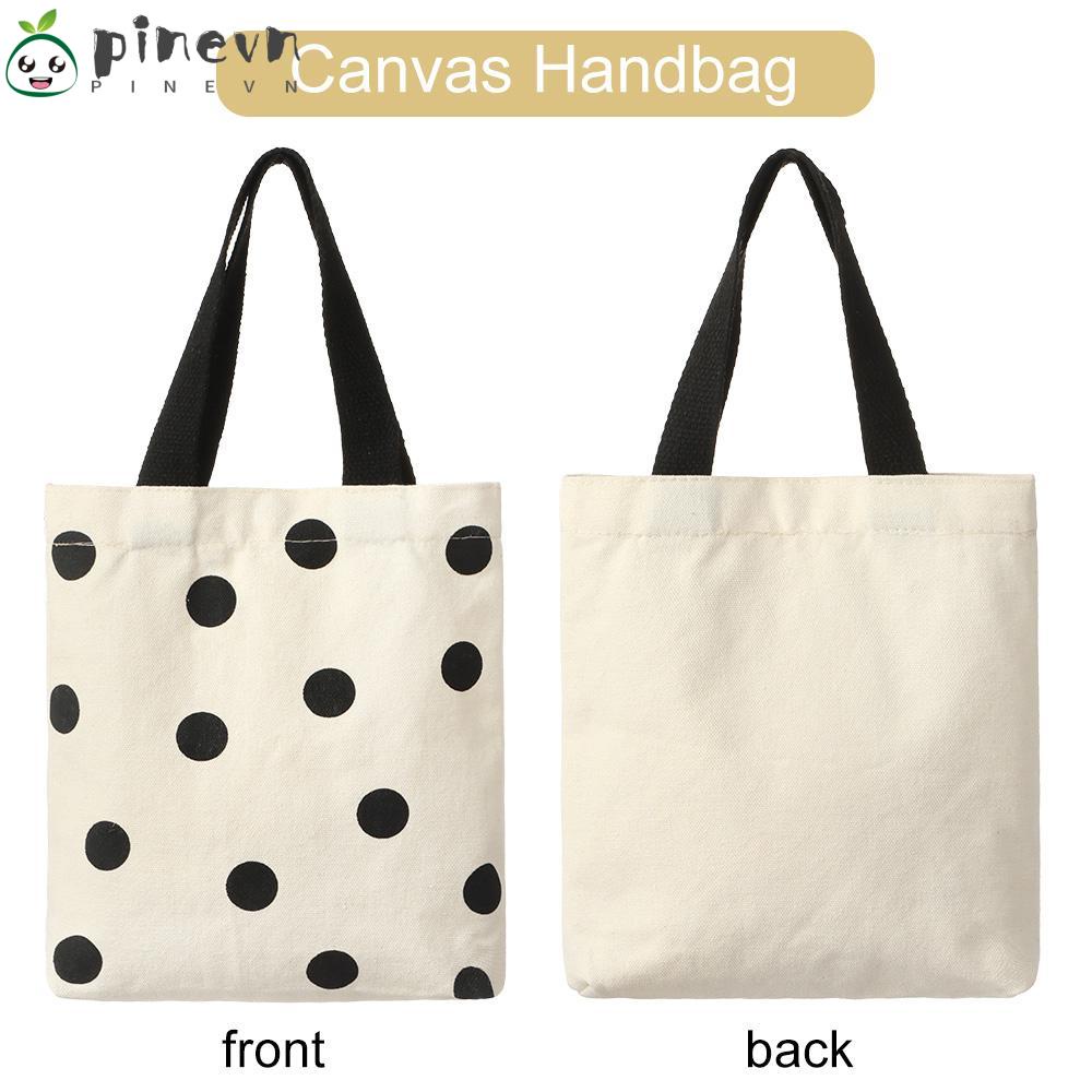 Túi Xách Vải Canvas Chấm Bi Đen Phong Cách Hàn Quốc