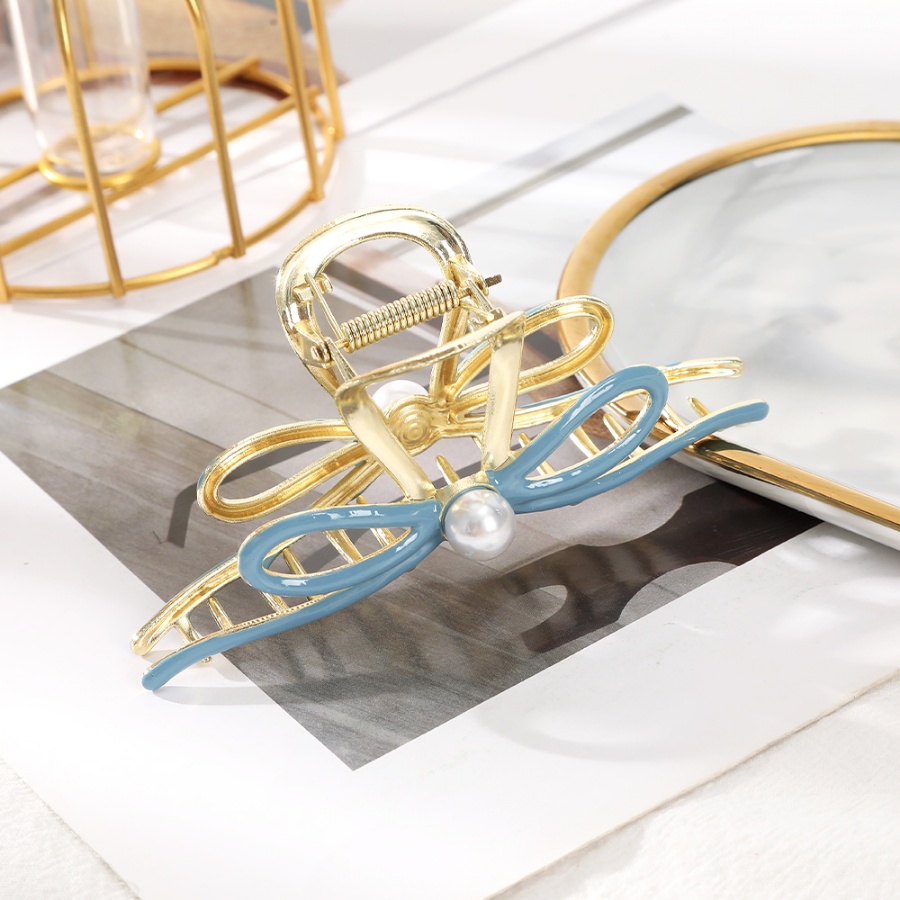 Kẹp Tóc Hình Nơ Đính Ngọc Trai Bằng Hợp Kim Phong Cách Hàn Quốc Dành Cho Nữ