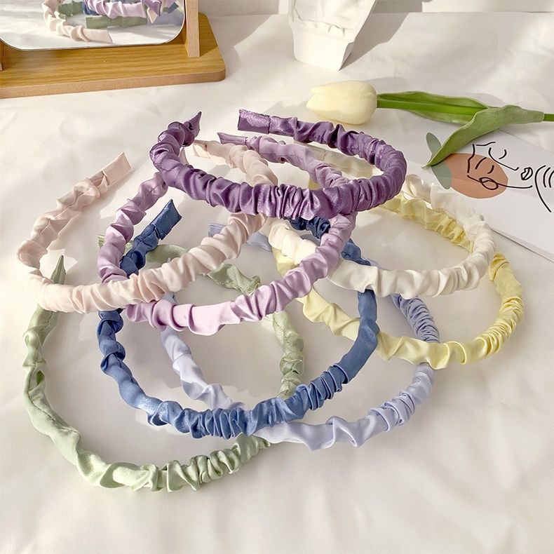 Bờm cài tóc nhún bèo vải satin cài tóc dễ thương cho nữ mã BD01 băng đô nữ phong cách hàn quốc