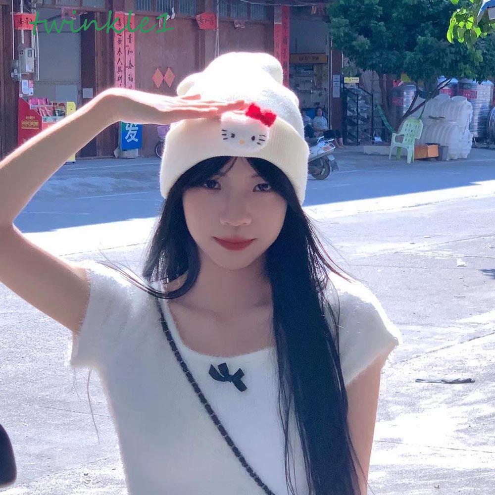 Mũ Beanie Đính Họa Tiết Hoạt Hình Melody / Đầu Lâu / Mèo Kiểu Đường Phố Hàn Quốc Thời Trang Mùa Đông Ấm Áp
