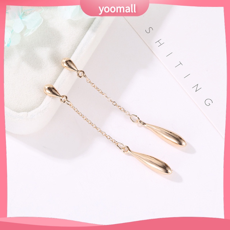 Bông Tai Tua Rua Dáng Dài Hình Giọt Nước Đơn Giản