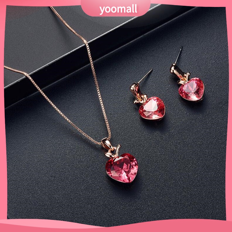 Bộ Trang Sức Hai Mảnh Gồm Vòng cổ / Bông Tai / Vòng cổ / Bông Tai Hình Trái Tim / Quả Đào / Táo Xinh Xắn