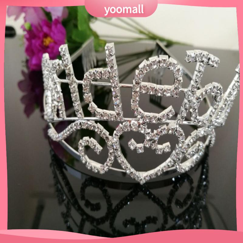 Băng Đô Vương Miện Cô Dâu Đính Pha Lê In Chữ