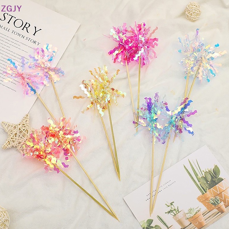 Set 5 Que Cắm Trang Trí Bánh Sinh Nhật Nhiều Màu Sắc Lấp Lánh Mới