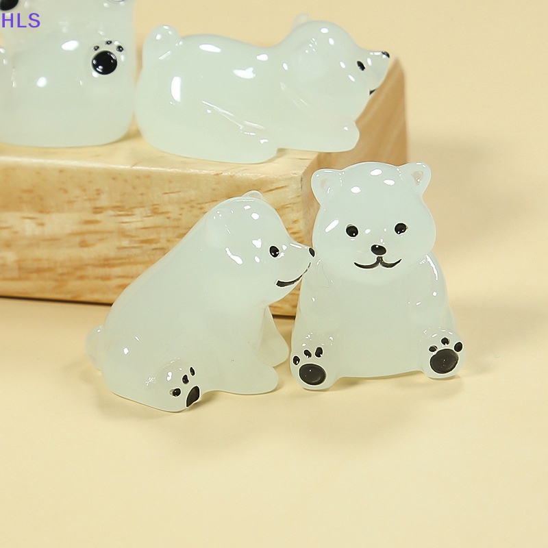 Bộ 2 Đồ trang trí Gấu Bắc Cực Mini Phát Sáng Dùng Trang Trí Tiểu Cảnh