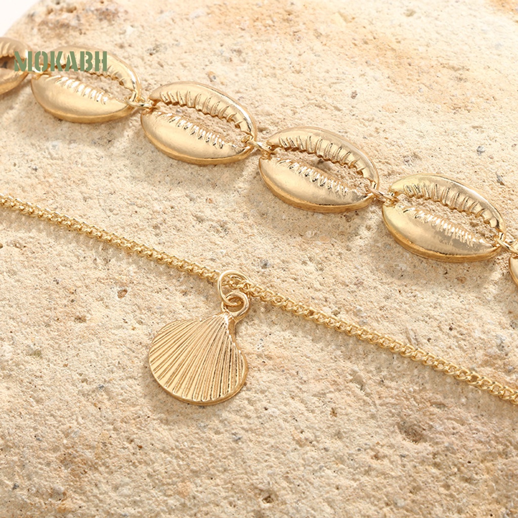 Vòng Cổ Choker Hai Lớp Họa Tiết Vỏ Sò Phong Cách Bohemian Thời Trang Mùa Hè Cho Nữ