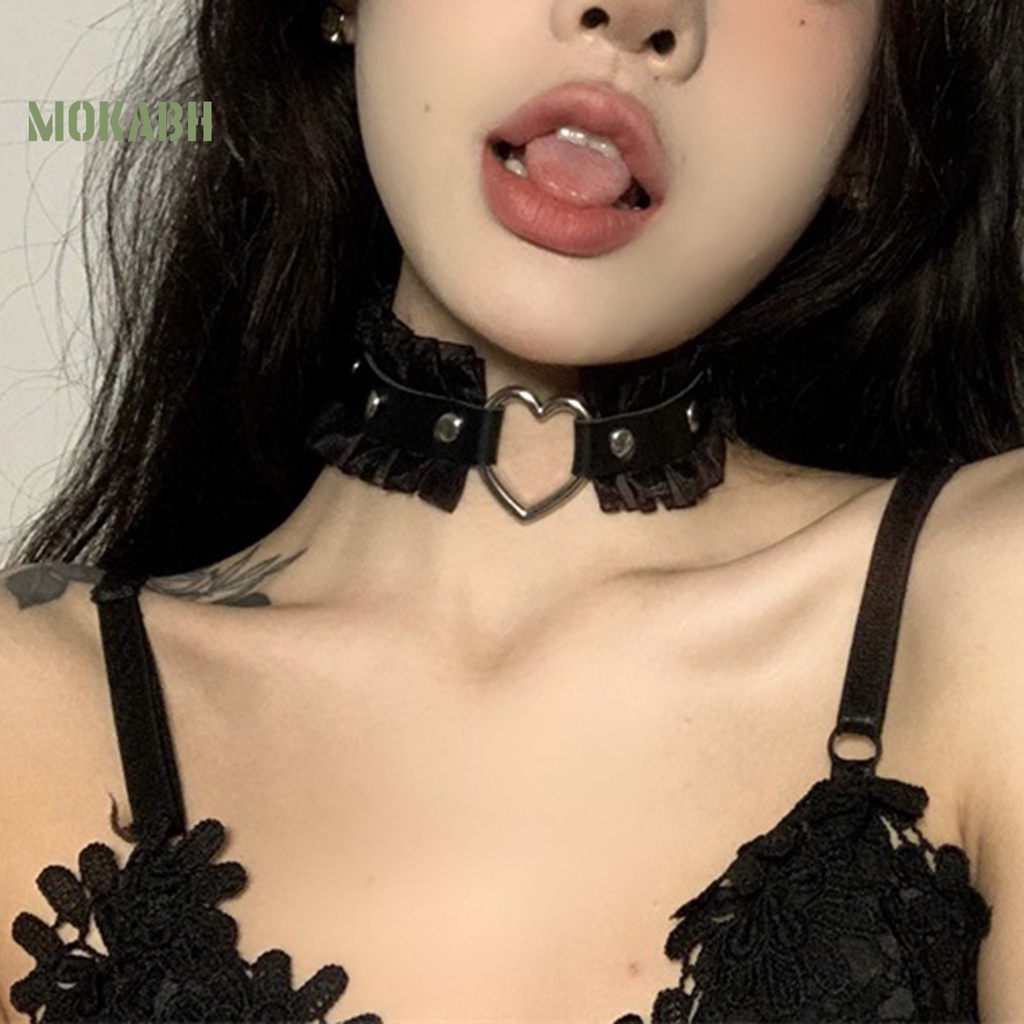 Vòng Cổ Choker Da Giả Đính Đinh Tán Phong Cách Harajuku Punk Cho Nữ