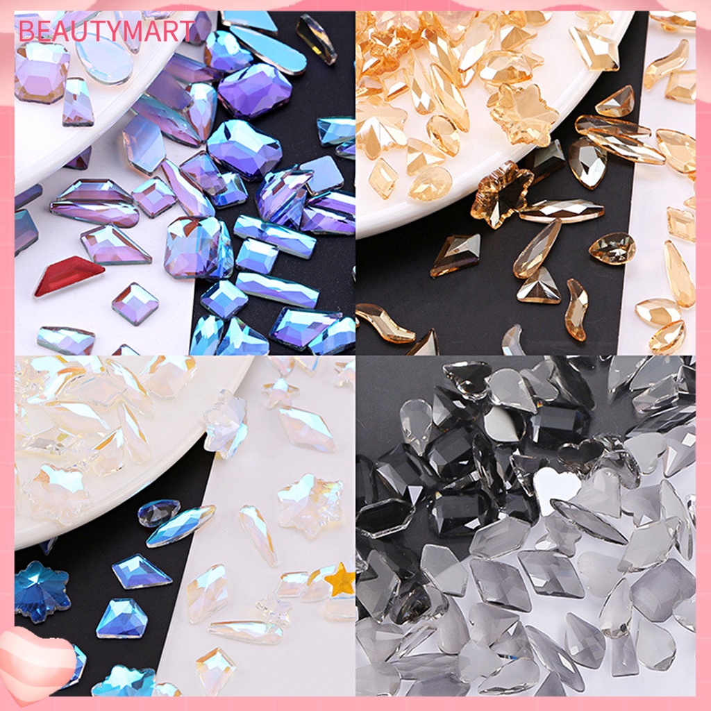 Bộ 50 Phụ Kiện Trang Trí Móng Tay Trong Suốt Lấp Lánh Dễ Sử Dụng DIY