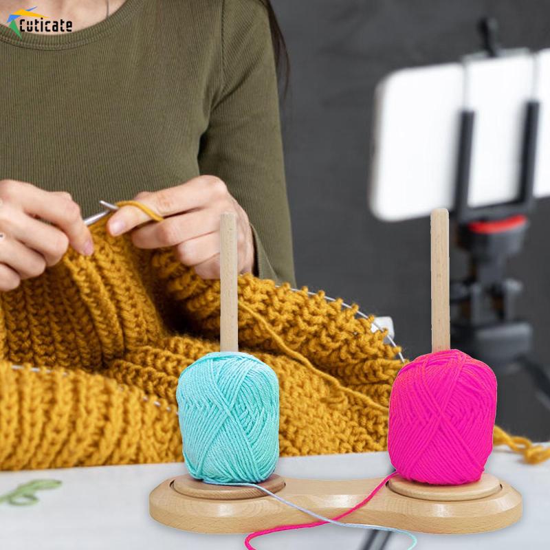 Giá Đỡ Bóng Sợi Gỗ Giữ 2 Cuộn Chỉ Dành Cho Mẹ Và Bé May Vá