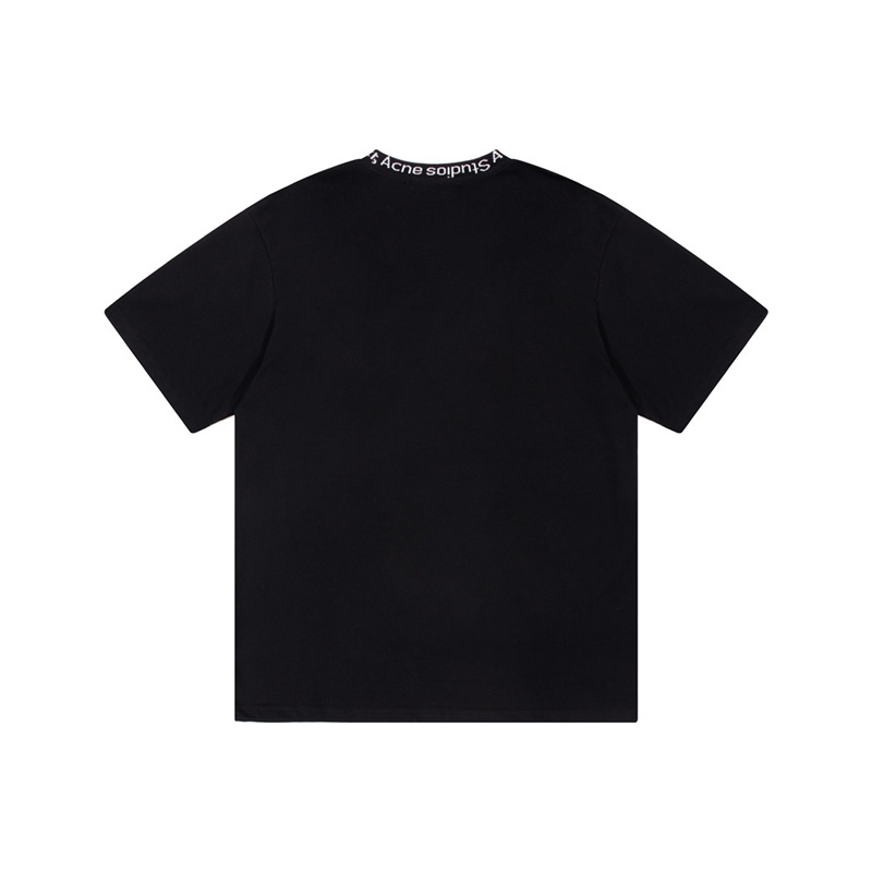 Ac-ne &amp; Stu-dios &amp; - Áo Thun Tay Ngắn Cổ Tròn Dáng Rộng Màu Trơn Có Gân In Chữ Thời Trang Cho Nam Và Nữ