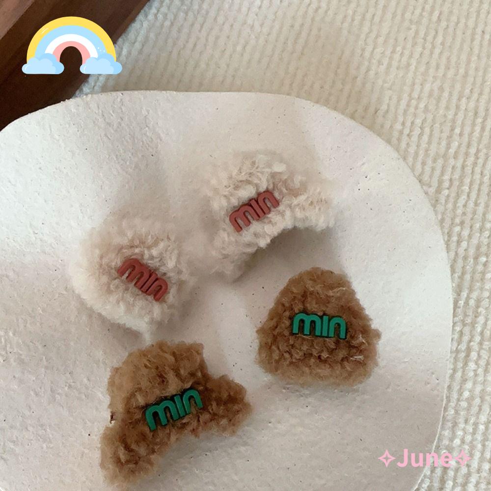 JUNE Set 2 Kẹp Tóc Càng Cua Đính Lông Giả Thời Trang