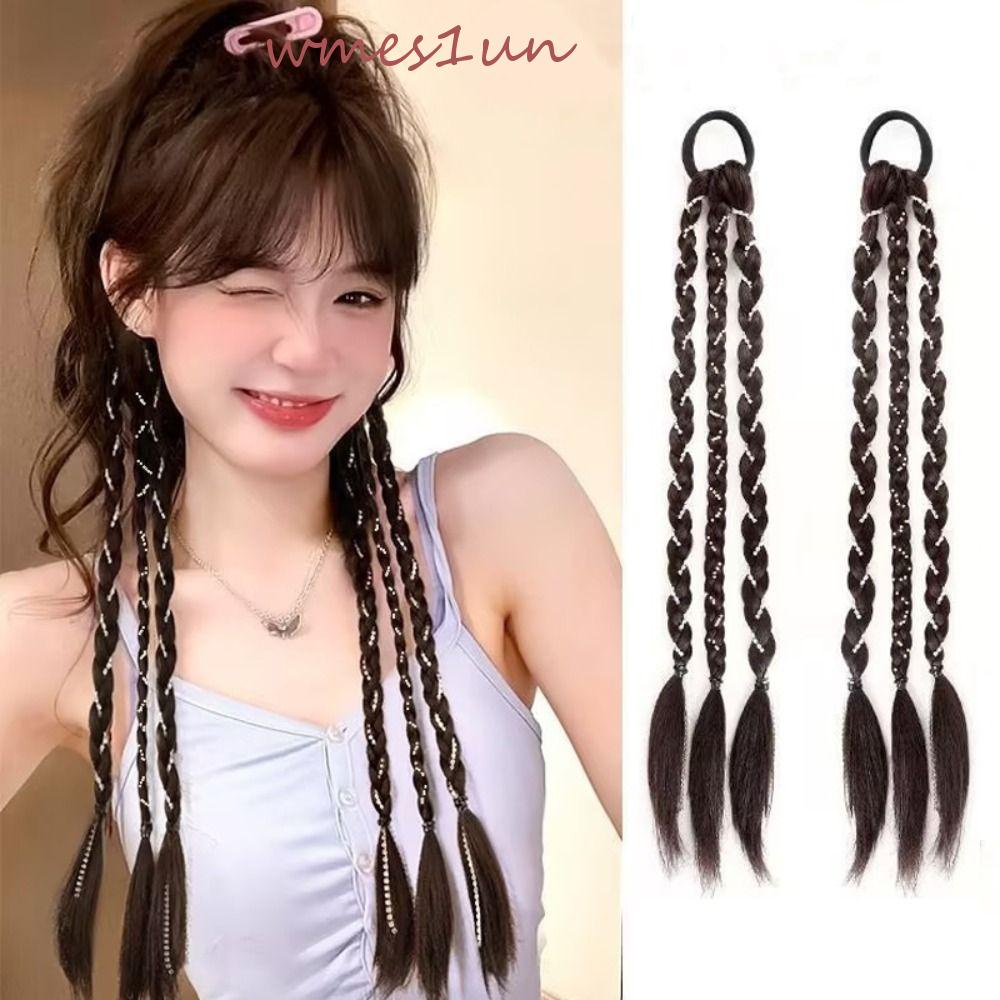 Bím Tóc Giả Màu Nâu Đen Bằng Sợi Tổng Hợp Chịu Nhiệt 15H DIY Dành Cho Nữ