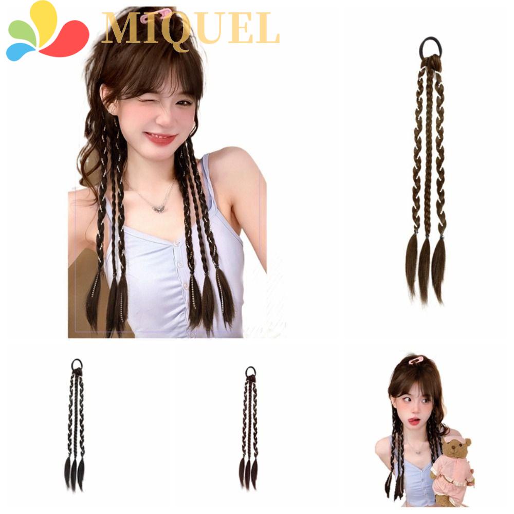 Bím Tóc Giả Bằng Sợi Tổng Hợp Màu Đen / Nâu Kháng Nhiệt Dành Cho Nữ