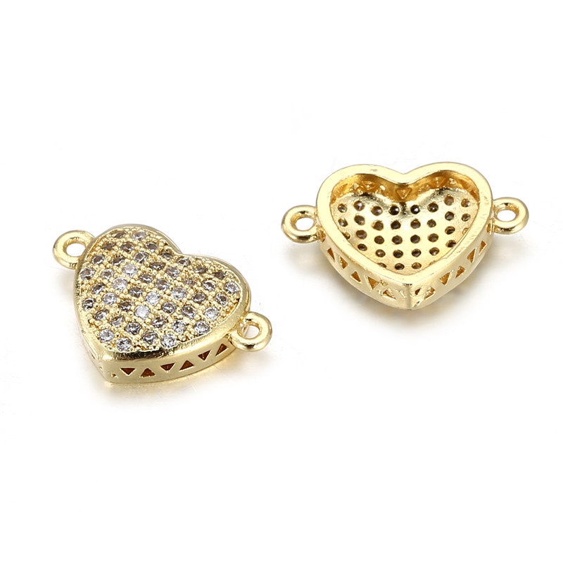 Phụ Kiện Mặt Dây Chuyền Thủ Công Bằng Đồng Khảm Đá Zircon Bốn Màu Hình Trái Tim