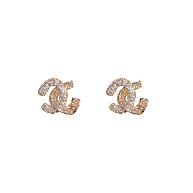 Bông Tai Bạc Hình Chữ Thập Đính Đá Zircon Sang Trọng