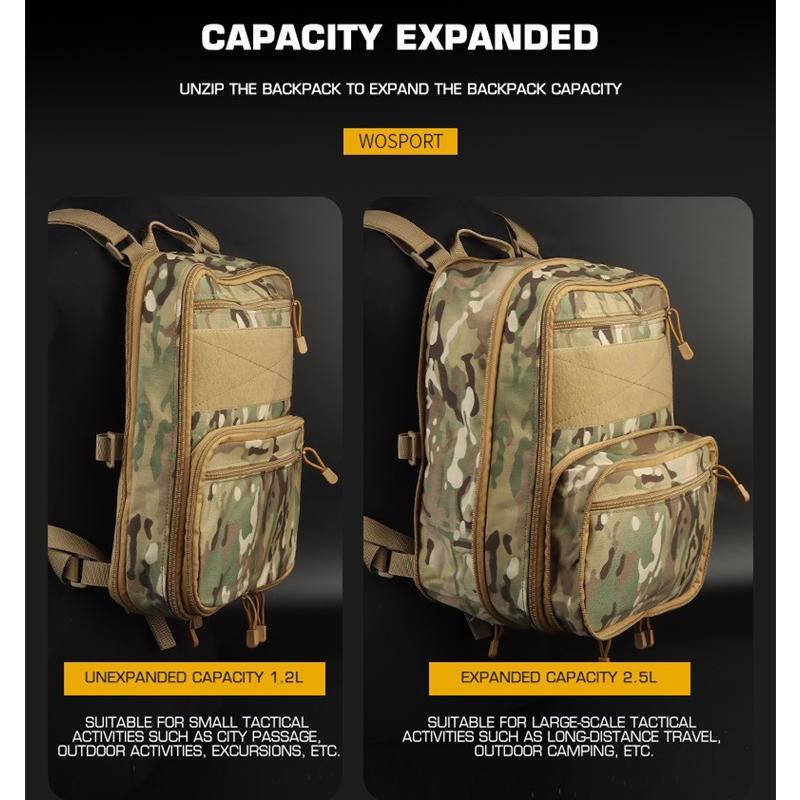 WoSportT Tactical Backpack Lightweight MOLLE System External Bag Camo