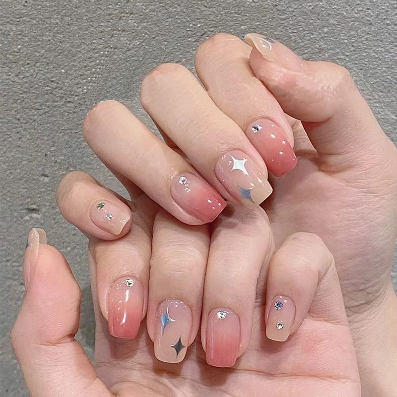 Miếng Dán Trang Trí Móng Tay Hình Ngôi Sao Màu Trắng Đen Bạc